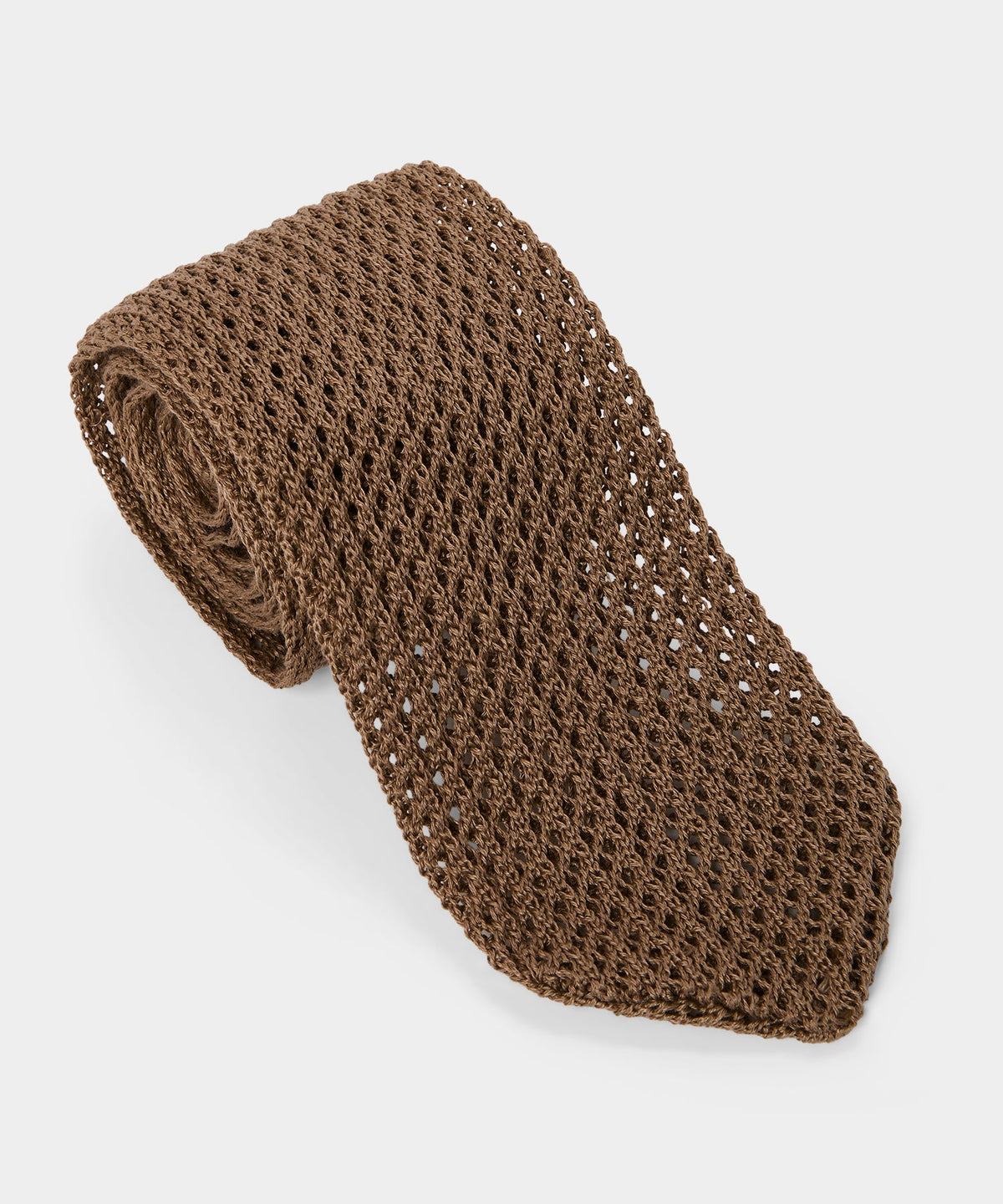 Italian Cotton Open Weave Knit Tie - Sand