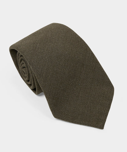 Italian Wool Crepe Tie - Olive