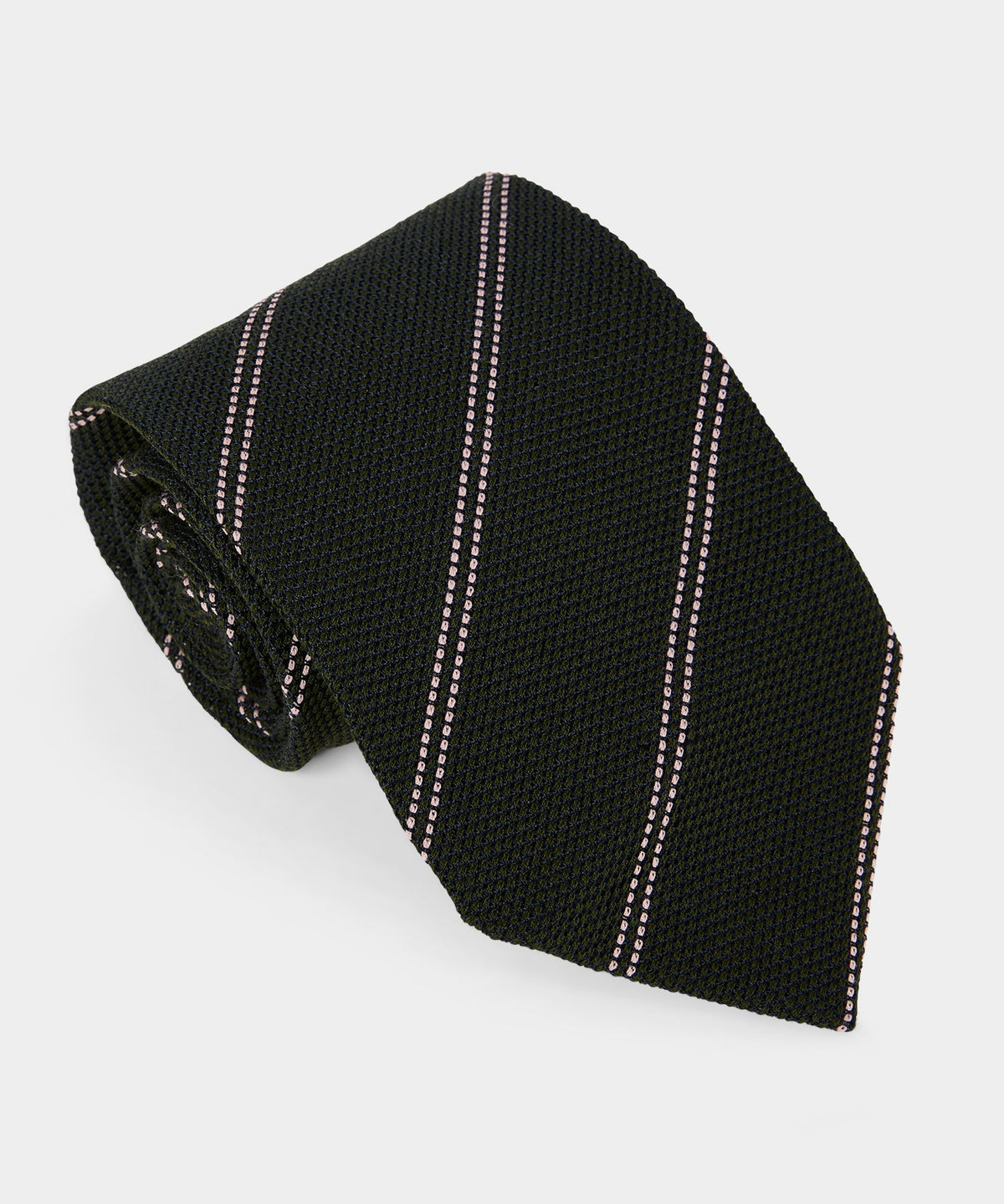 Italian Silk-Wool Grenadine Stripe Tie - Emerald Green