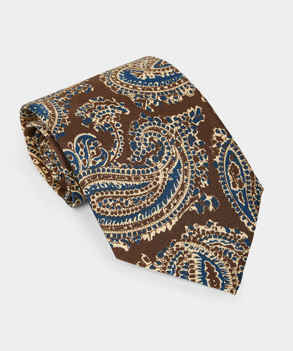 Italian Silk Paisley Tie - Brown