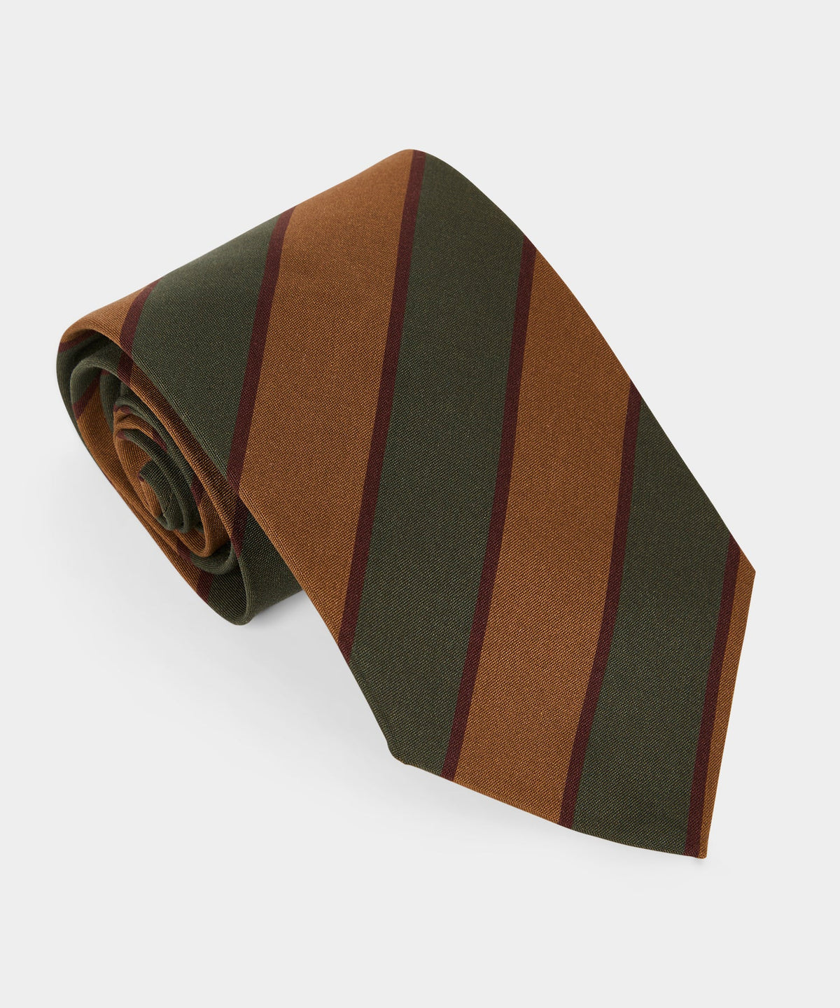Italian Silk Repp Stripe Tie - Olive