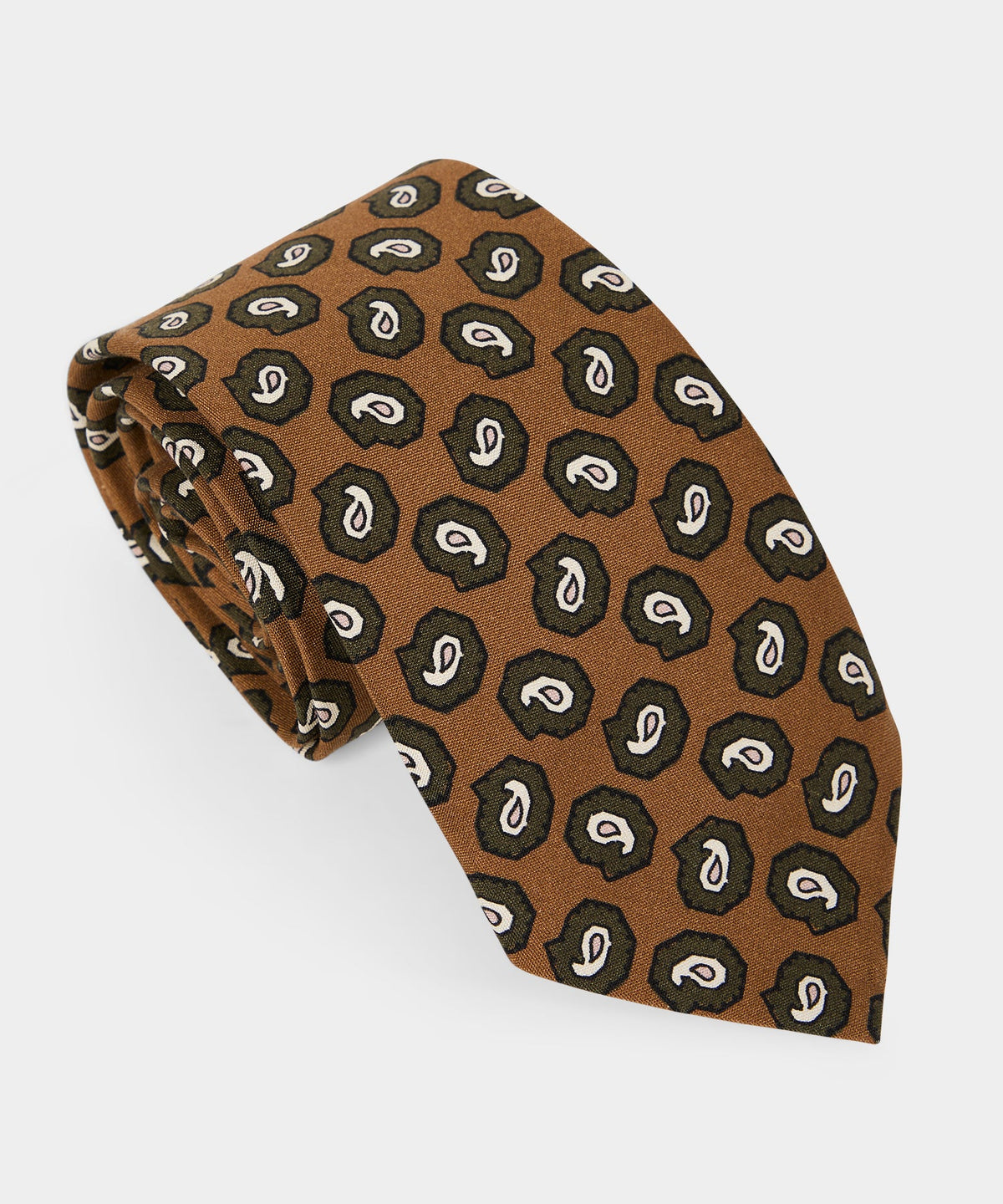 Italian Silk Kernel Paisley Tie - Clay