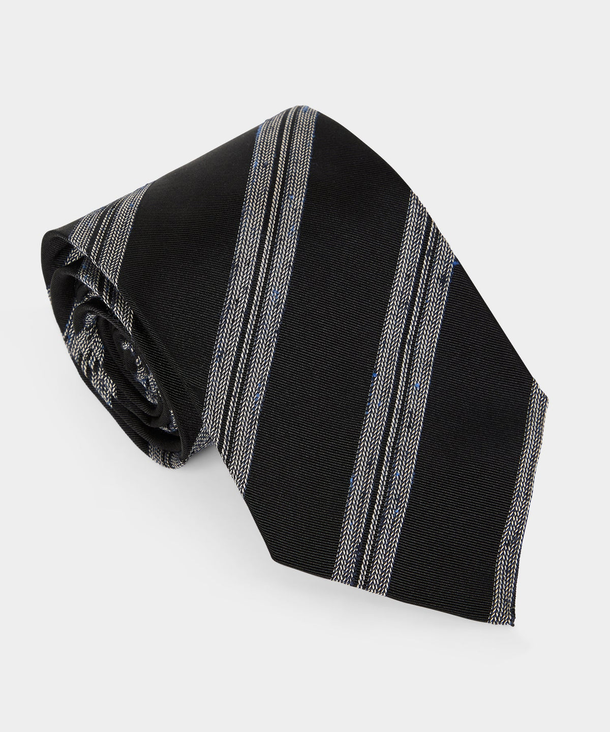 Italian Silk Donegal Stripe Tie - Black