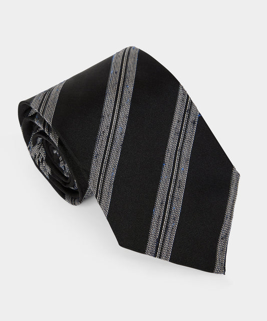 Italian Silk Donegal Stripe Tie - Black
