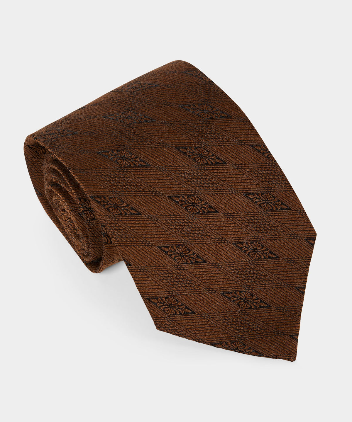 Italian Wool-Silk Filigree Tie - Clay