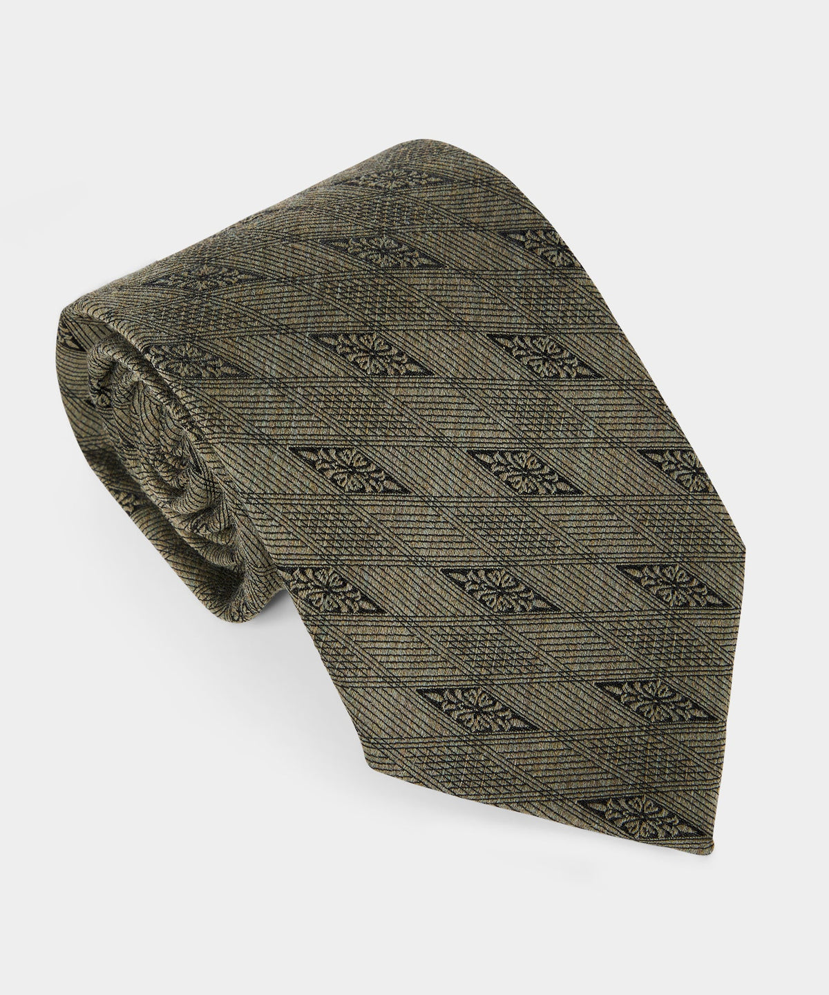 Italian Wool-Silk Filigree Tie - Faded Jade