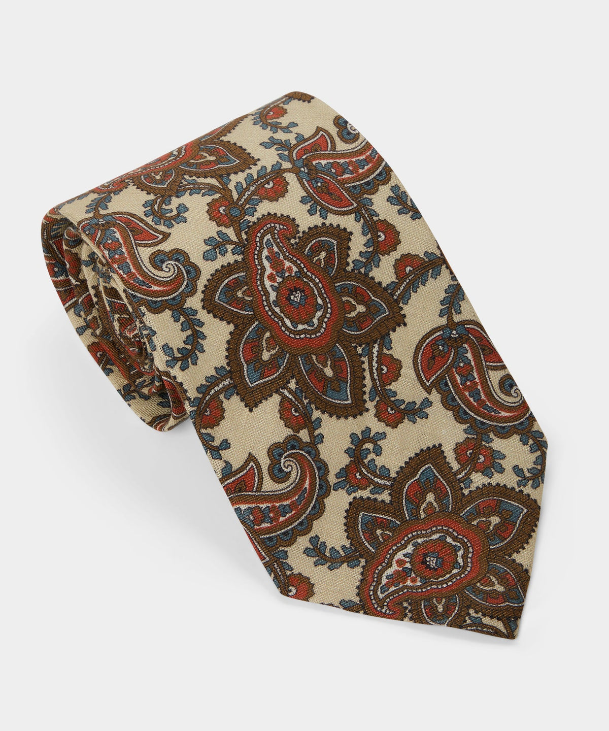 Italian Linen Foulard Tie - Cream