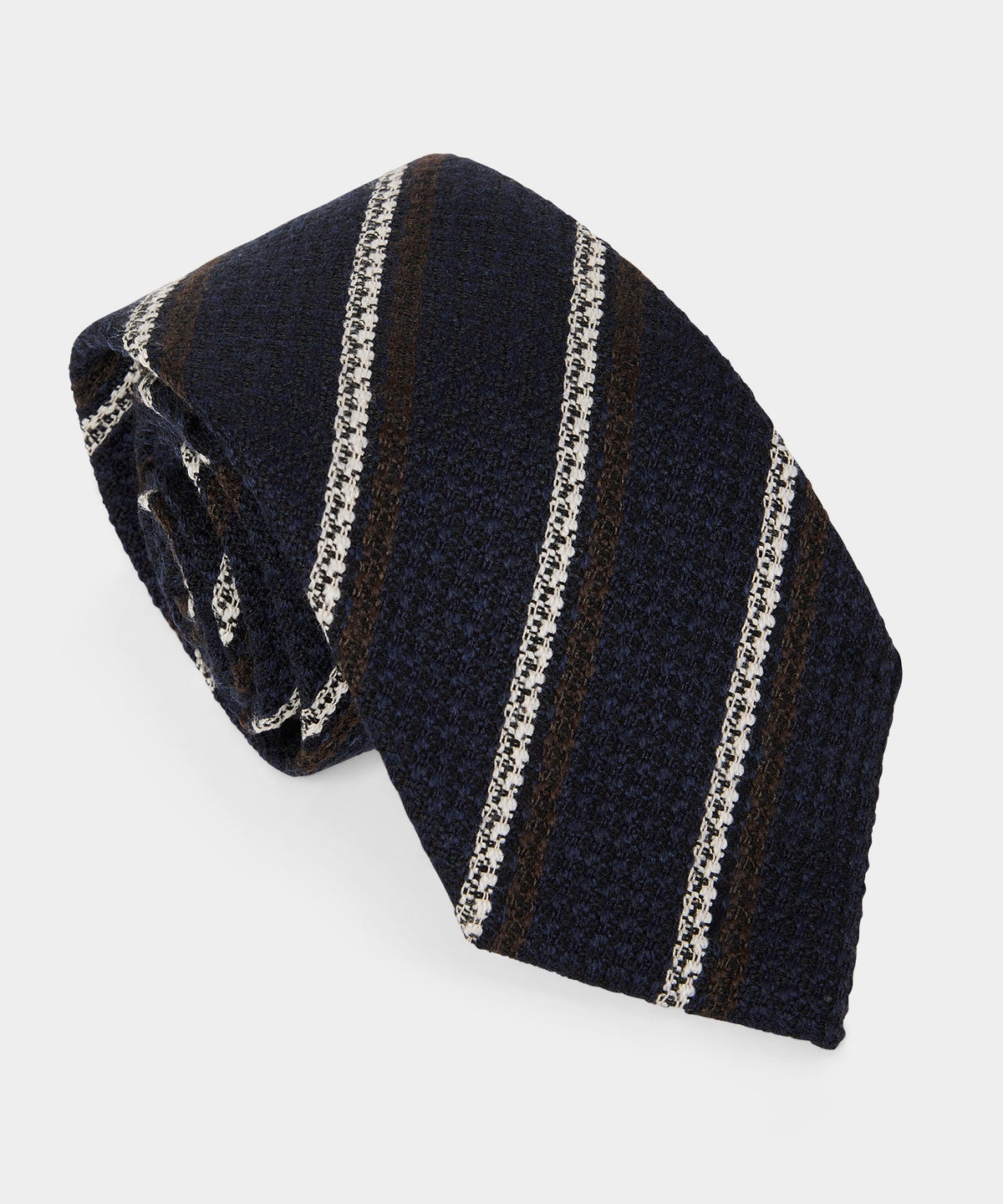 Italian Wool Regimental Stripe Tie - Navy