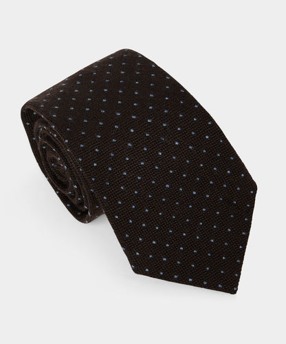 Italian Wool Pindot Tie - Dark Brown