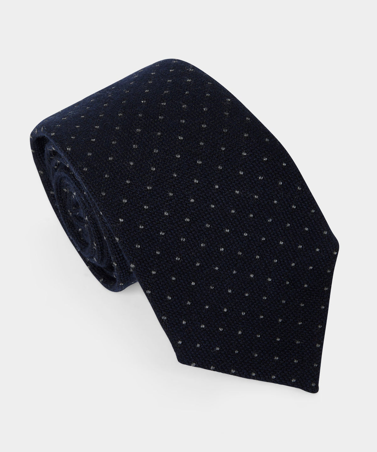 Italian Wool Pindot Tie - Navy