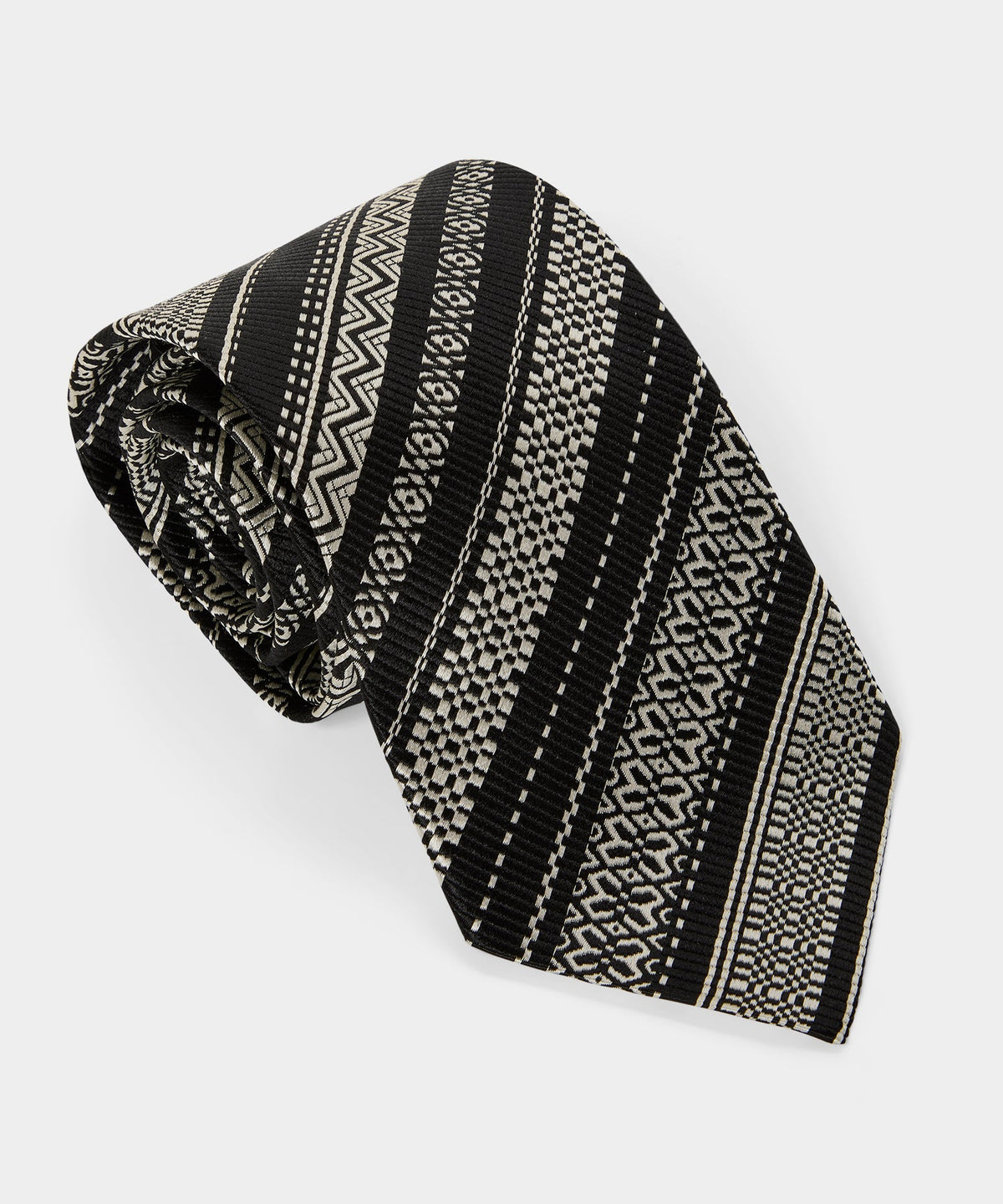 Italian Silk Stripe Tie - Black