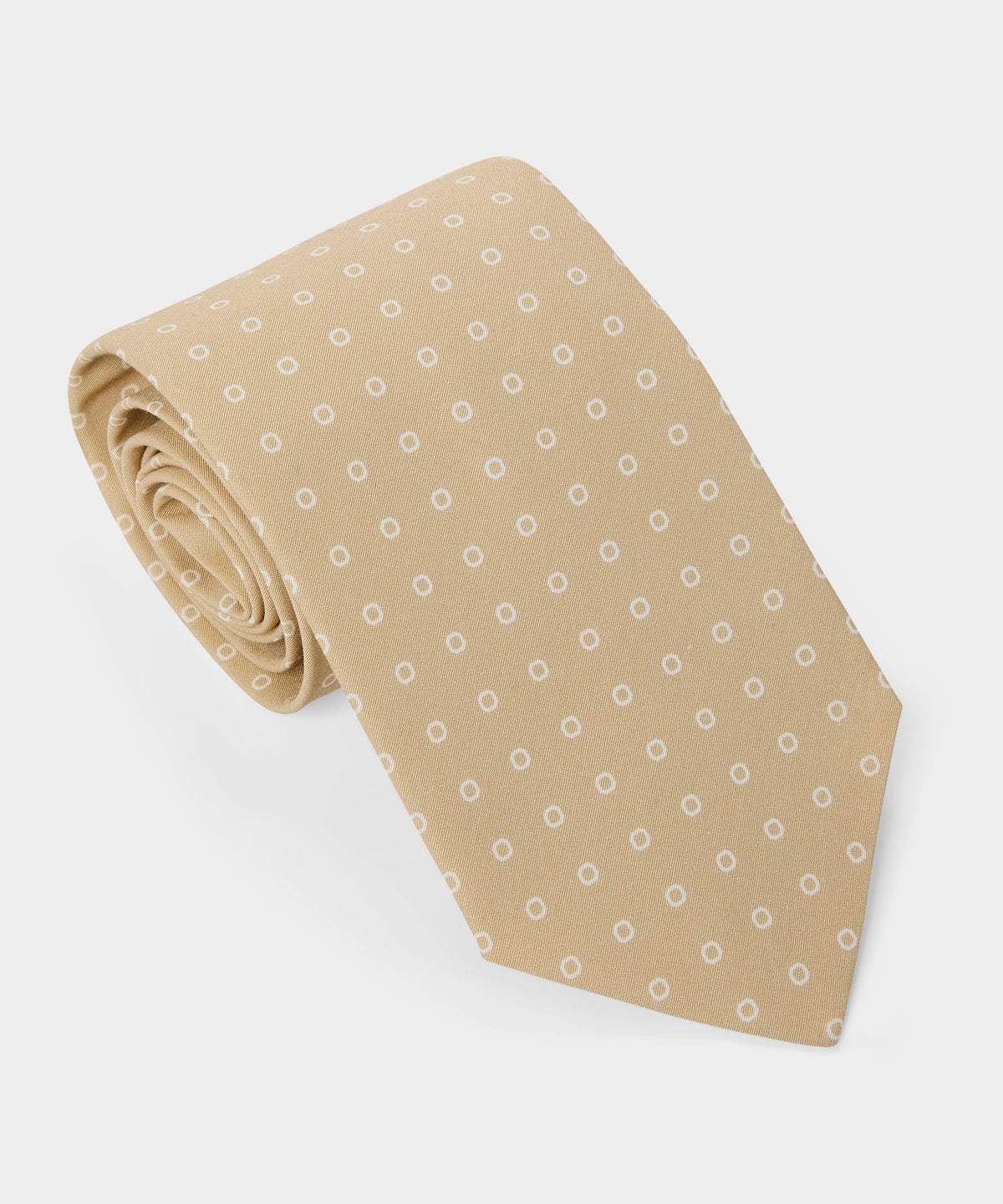 Italian Cotton-Silk Dot Tie - Beige