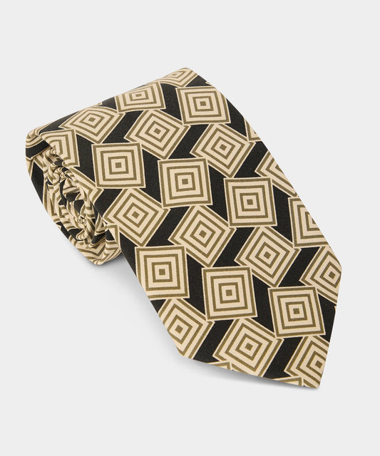 Italian Silk Maze Tie - Brown