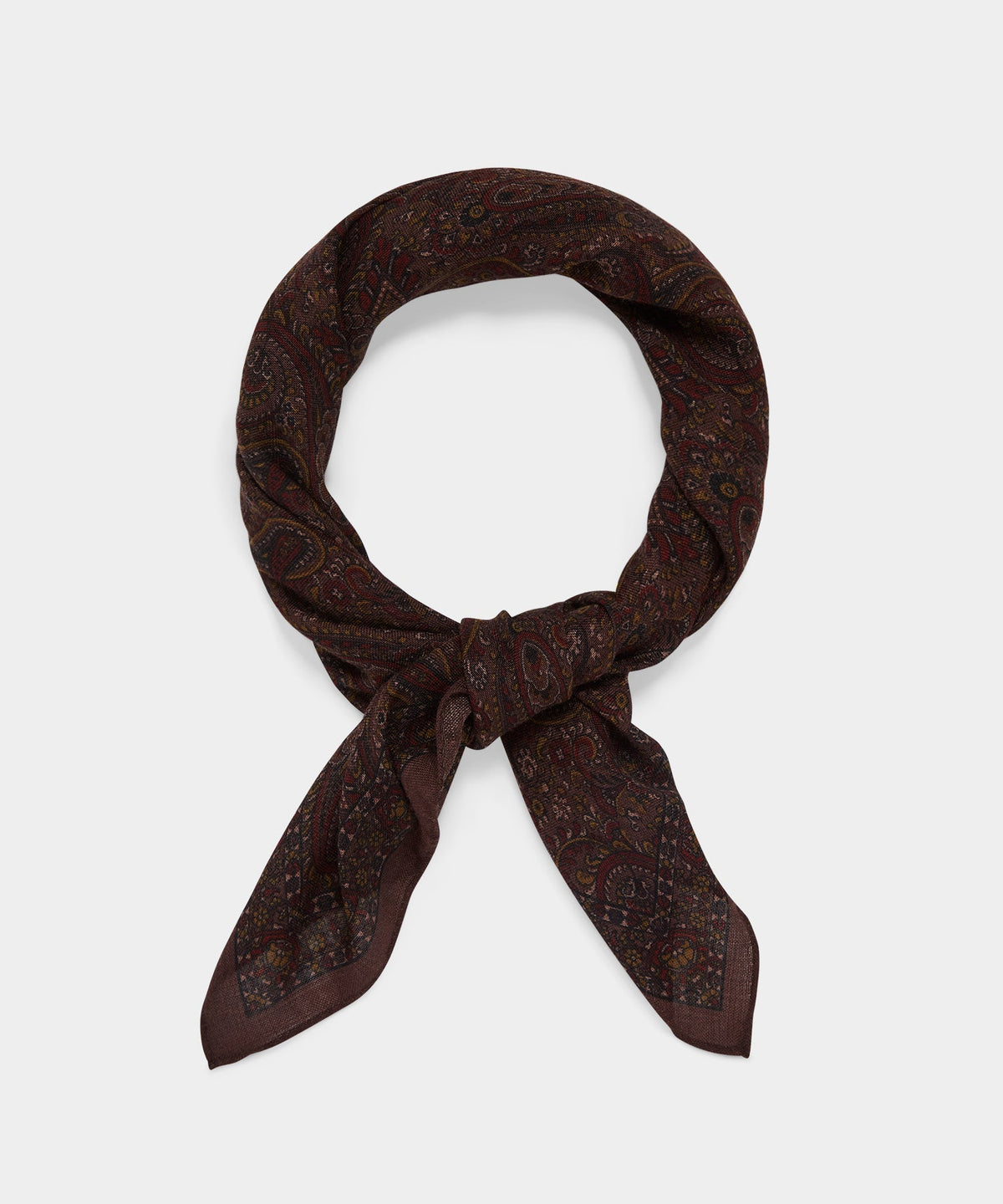 Italian Wool Paisley Neckerchief - Raisin
