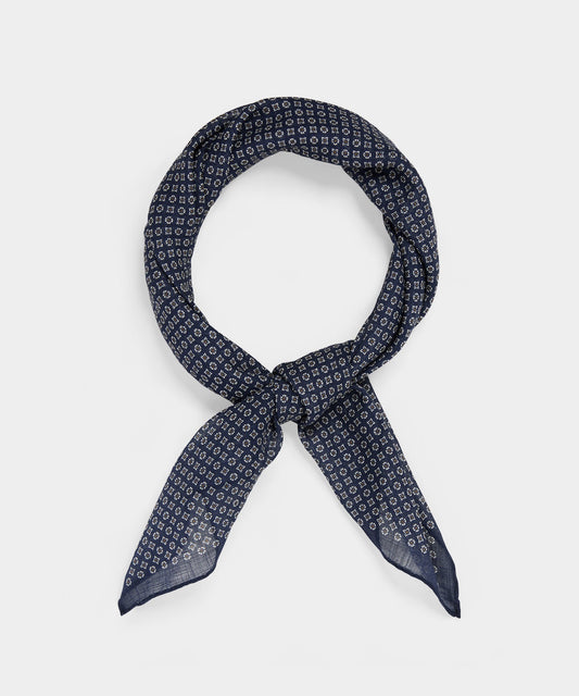 Italian Micro Geo Neckerchief - Navy