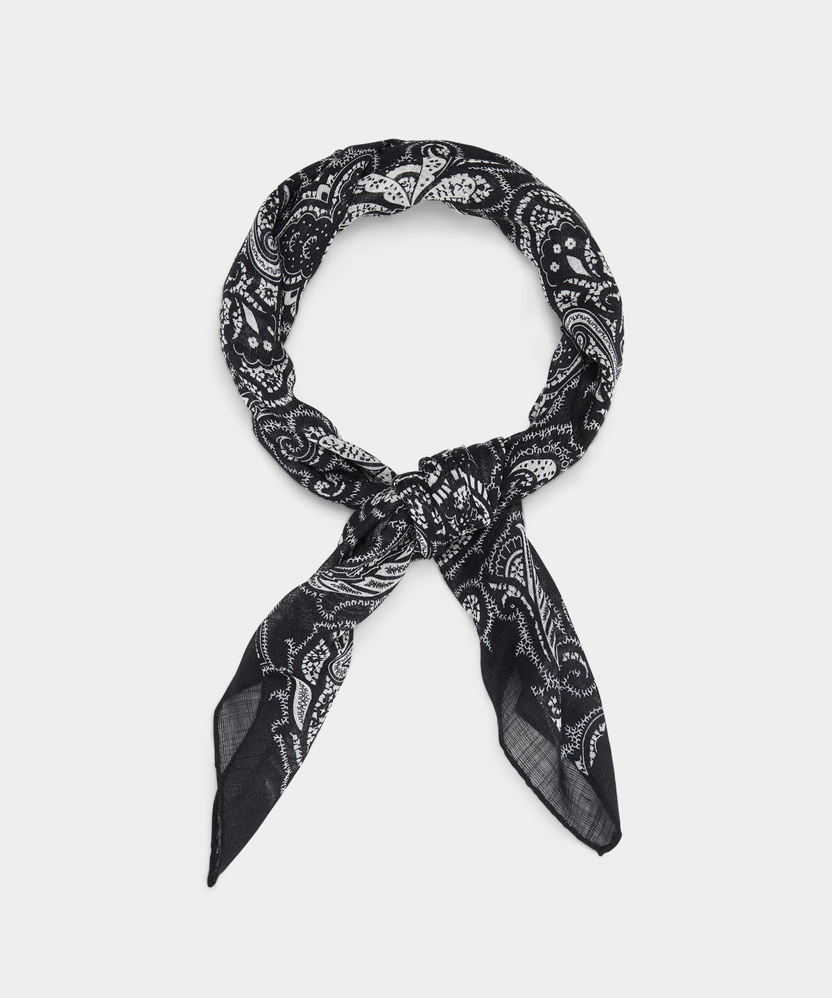 Italian Wood Block Paisley Neckerchief - Black