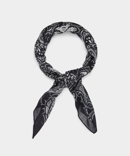 Italian Wood Block Paisley Neckerchief - Black