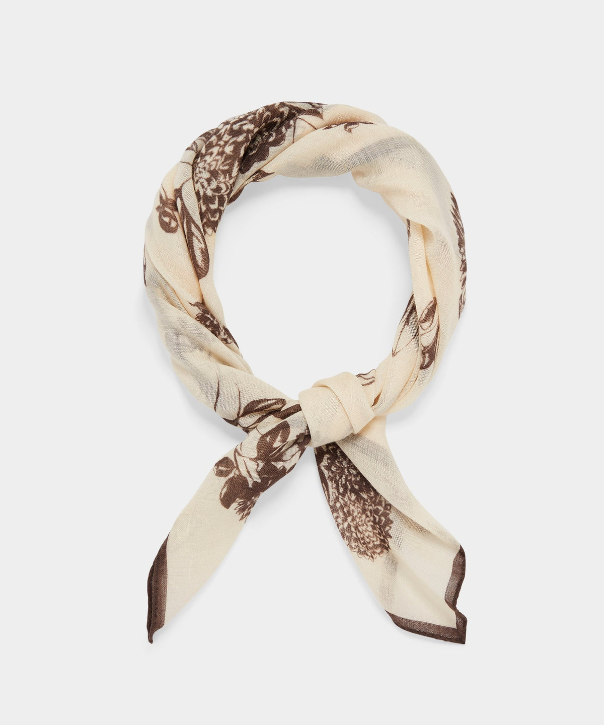 Italian Wool Floral Neckerchief - Black