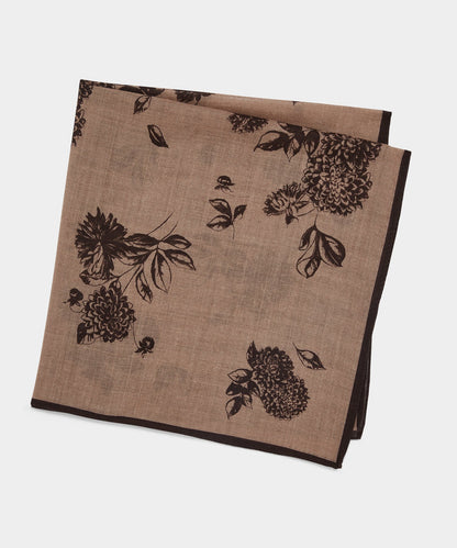 Italian Wool Floral Neckerchief - Taupe
