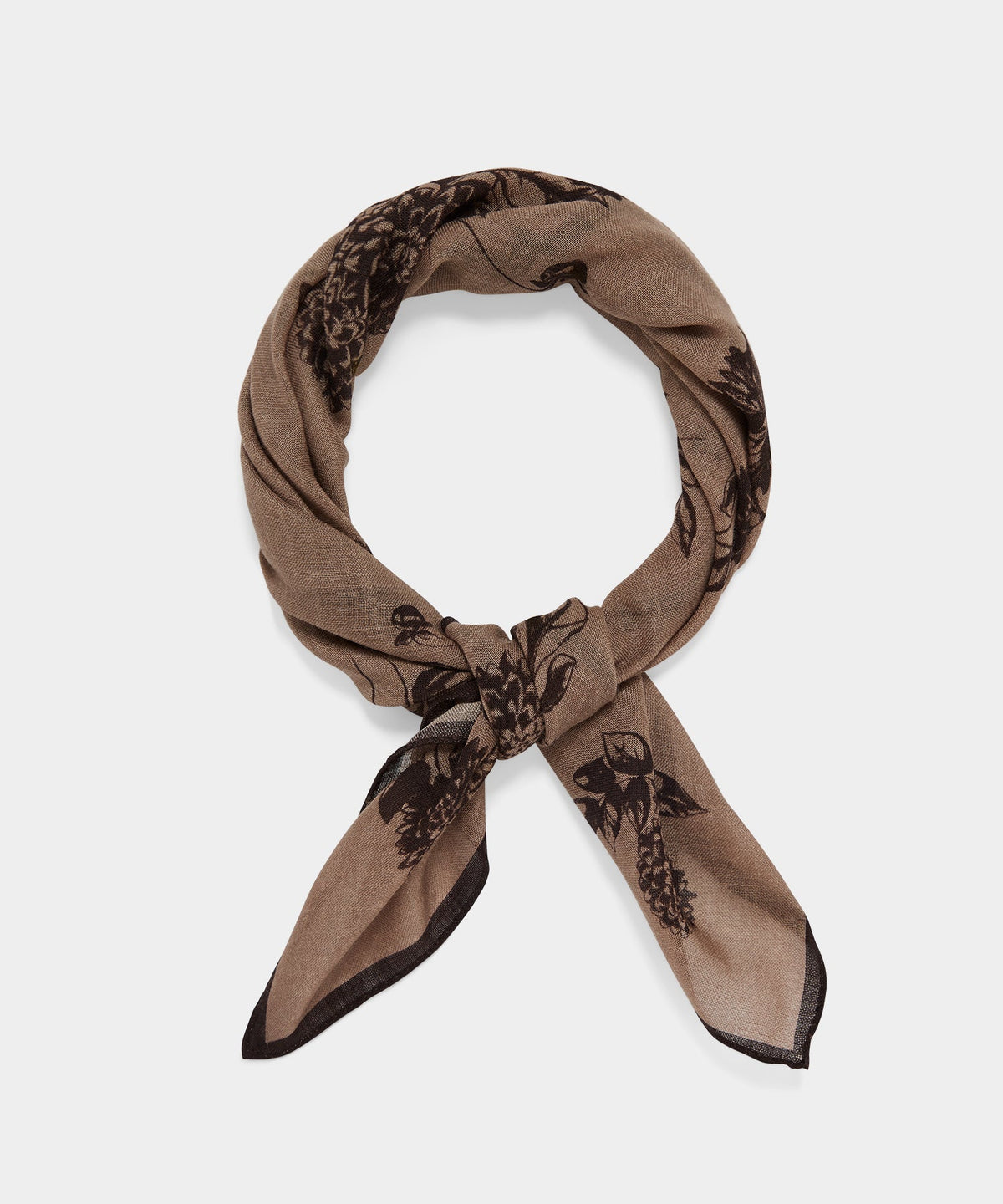 Italian Wool Floral Neckerchief - Taupe
