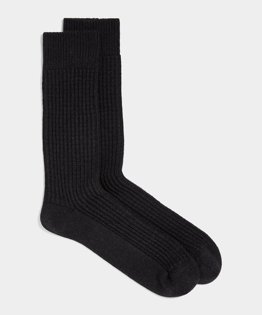 Cotton Waffle Sock - Black