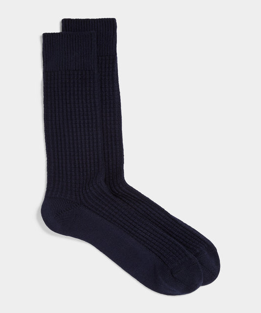Cotton Waffle Sock - Navy