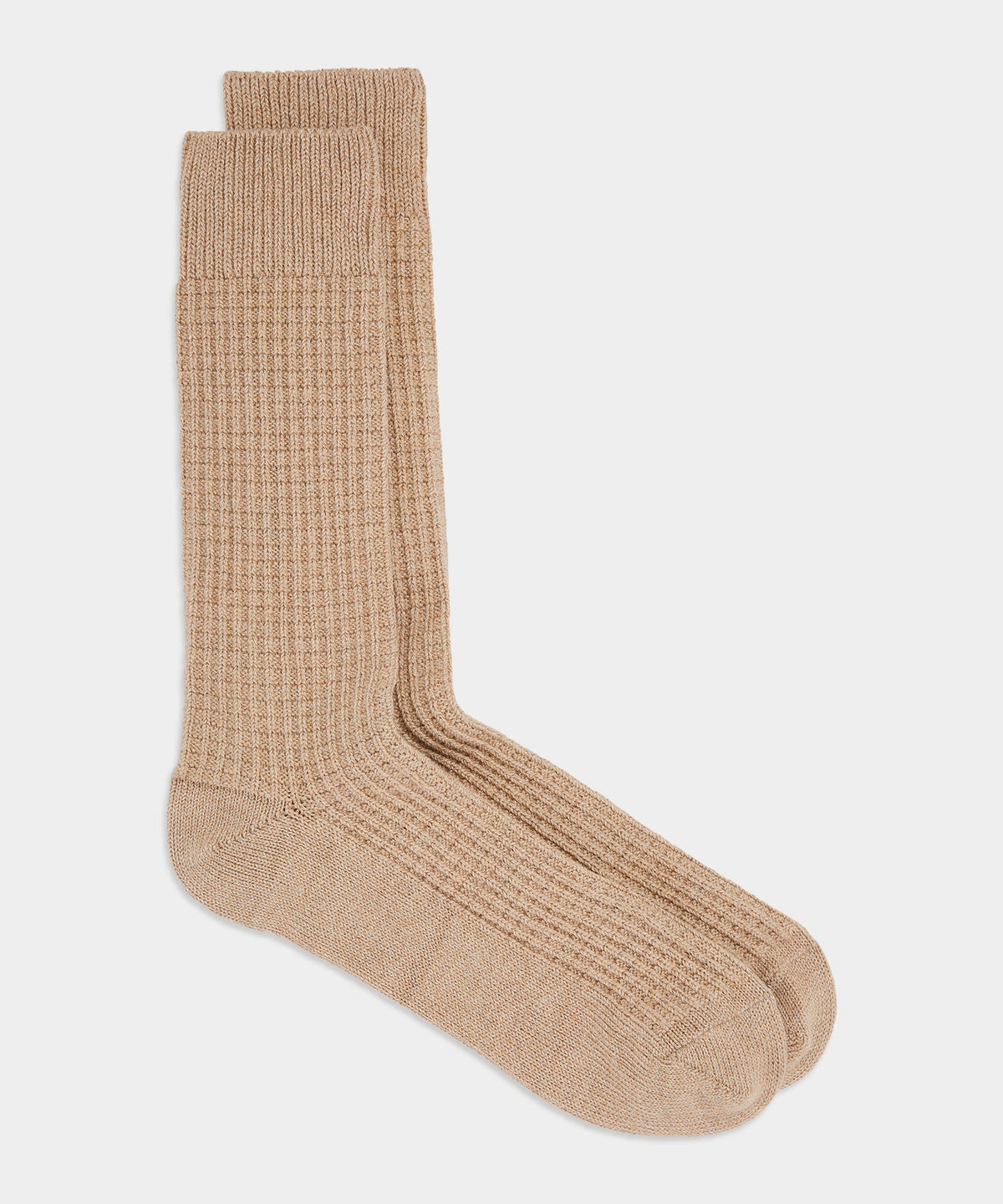 Cotton Waffle Sock - Tan Heather