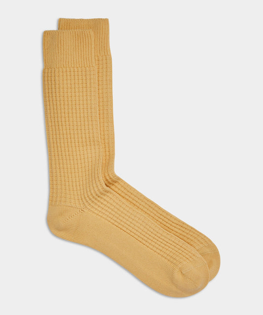 Cotton Waffle Sock - Pale Yellow
