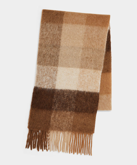 Oversized Plaid Scarf - Brown