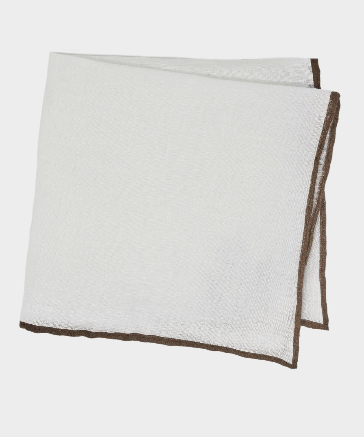 Italian Tipped Linen Pocket Square - Dark Brown