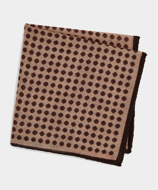 Italian Wool Floral Pocket Square - Cream