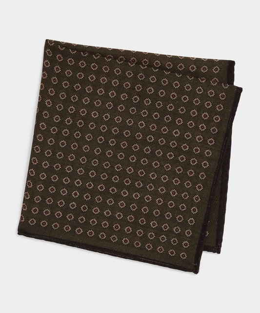 Italian Wool Floral Pocket Square - Green