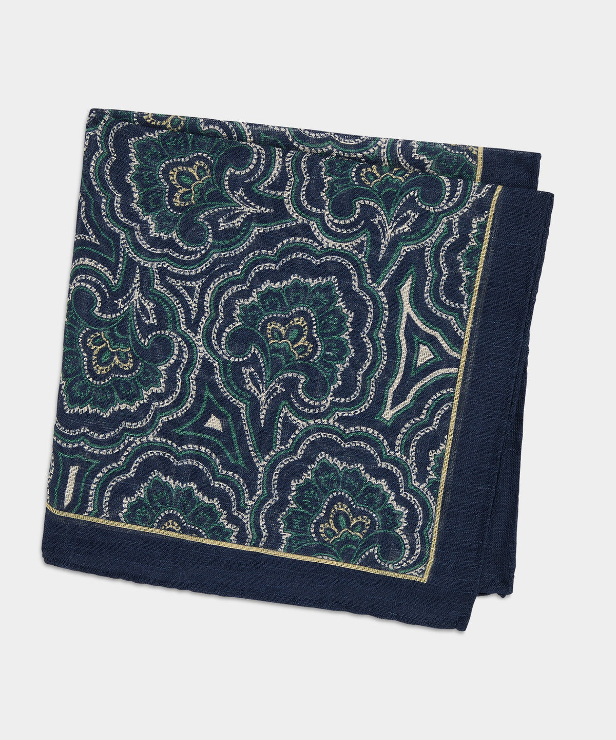 Italian Paisley Pocket Square - Navy