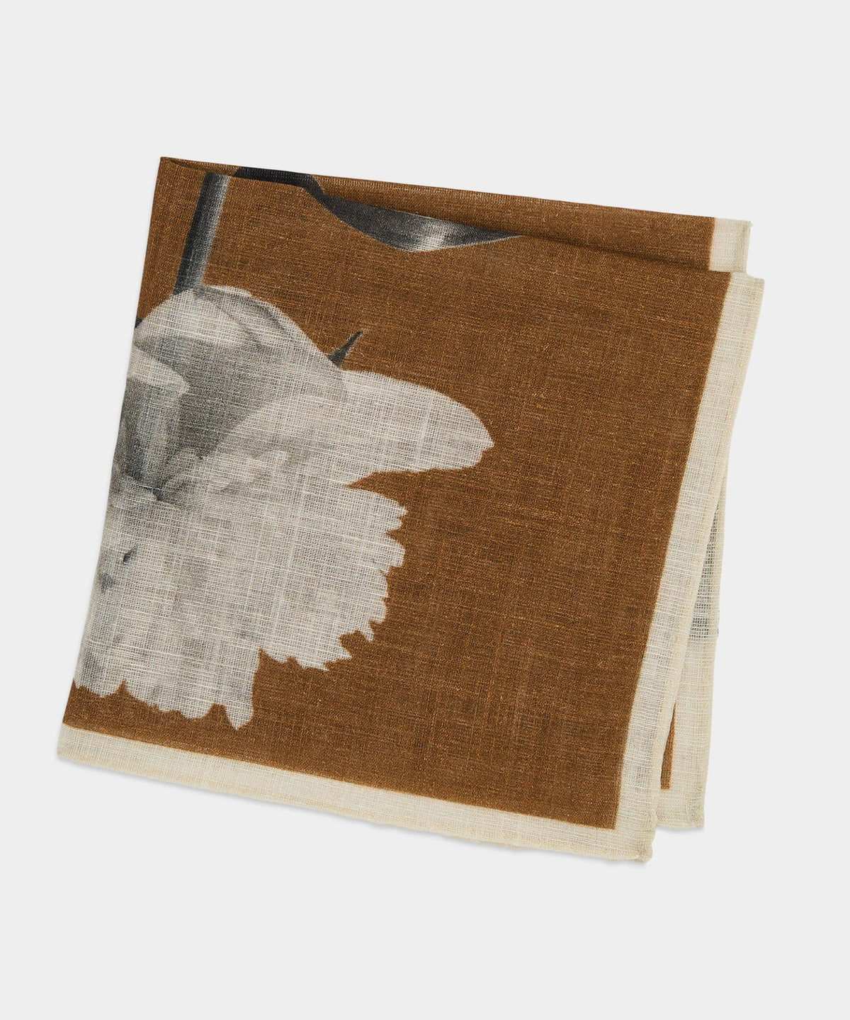Italian Linen Floral Pocket Square - Brown
