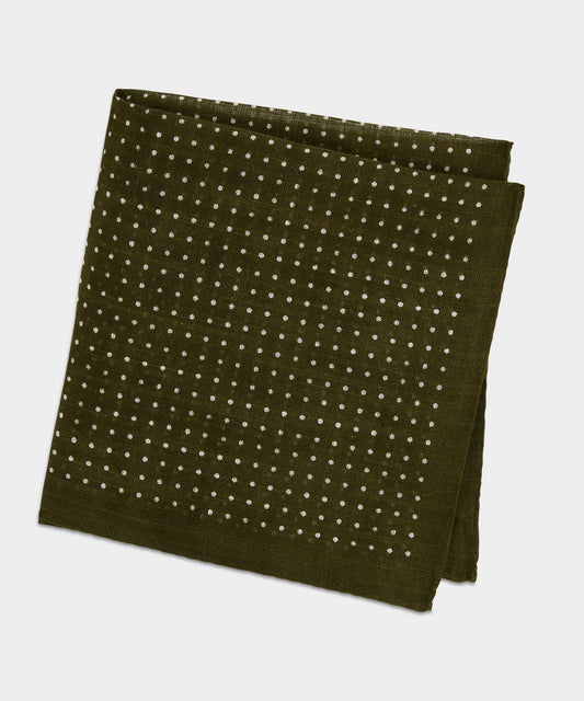Italian Dot Pocket Square - Olive