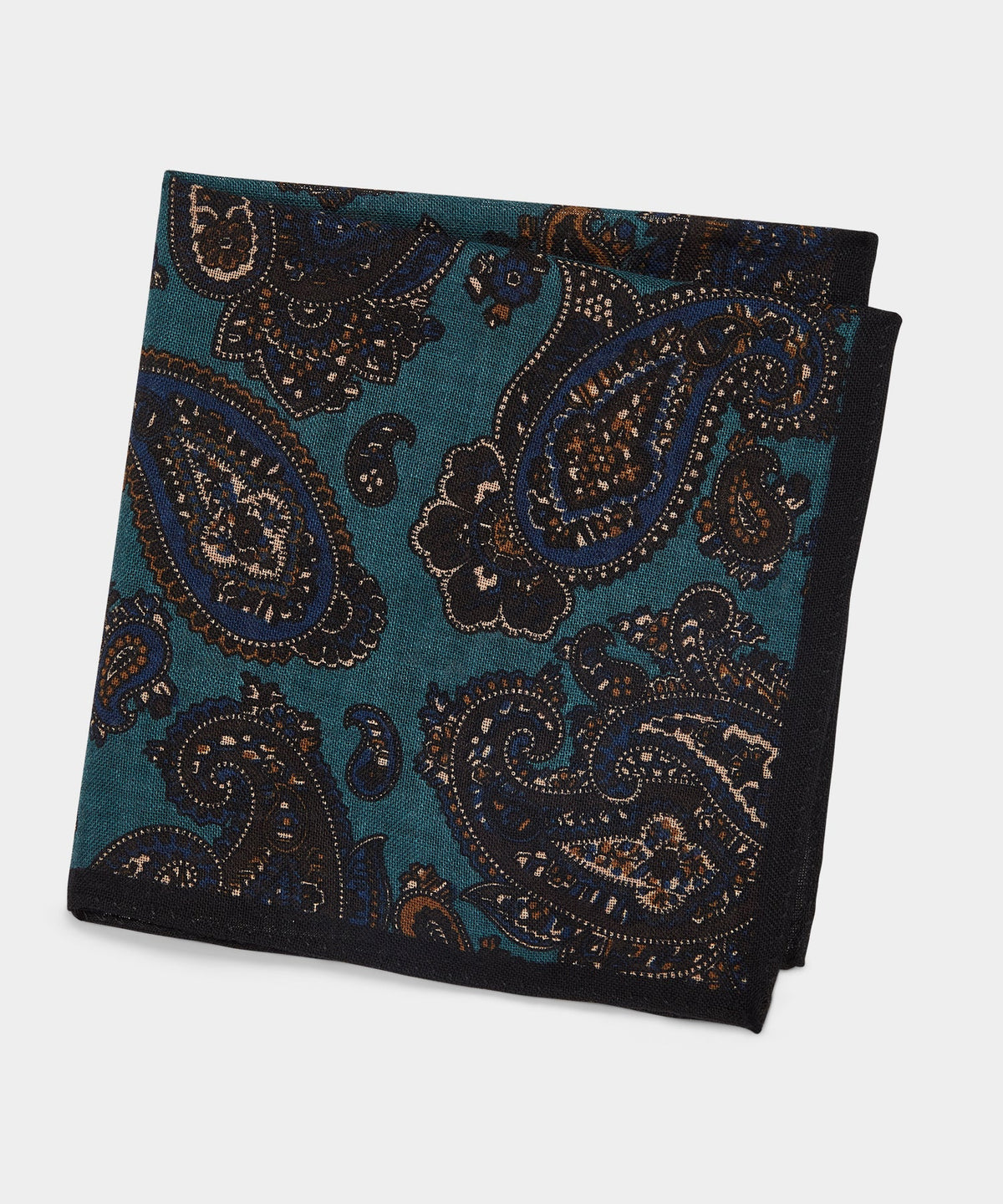 Italian Wool Paisley Pocket Square - Teal