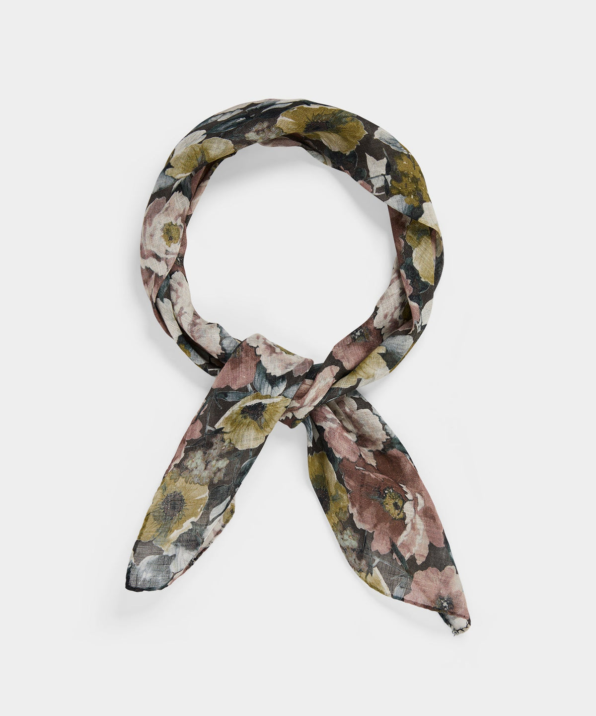 Italian Floral Neckerchief - Black