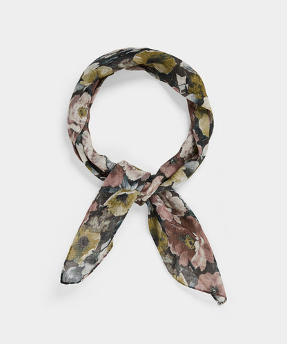 Italian Floral Neckerchief - Black