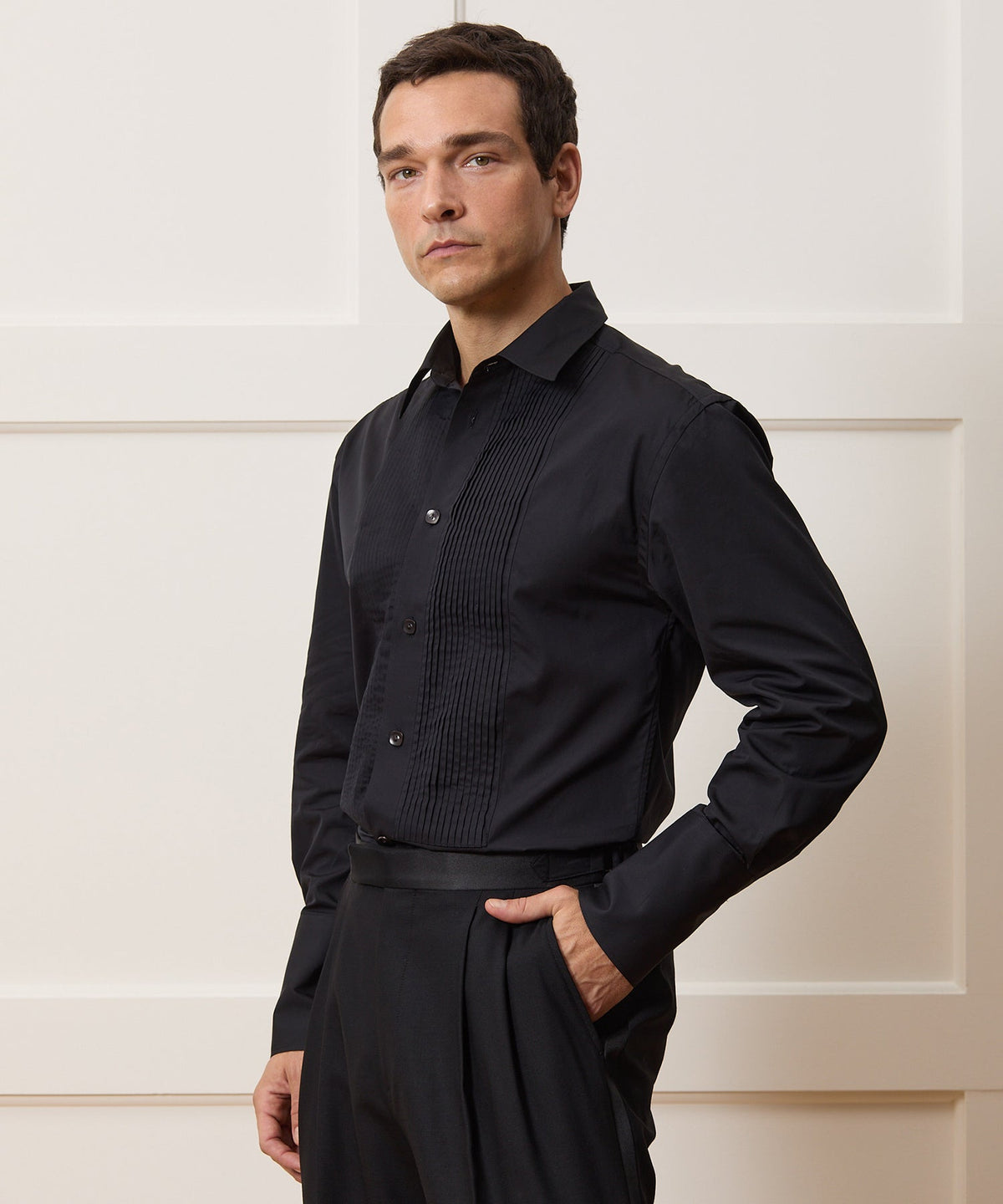 Armando Cabral Pleat Bib Tuxedo Shirt - Black