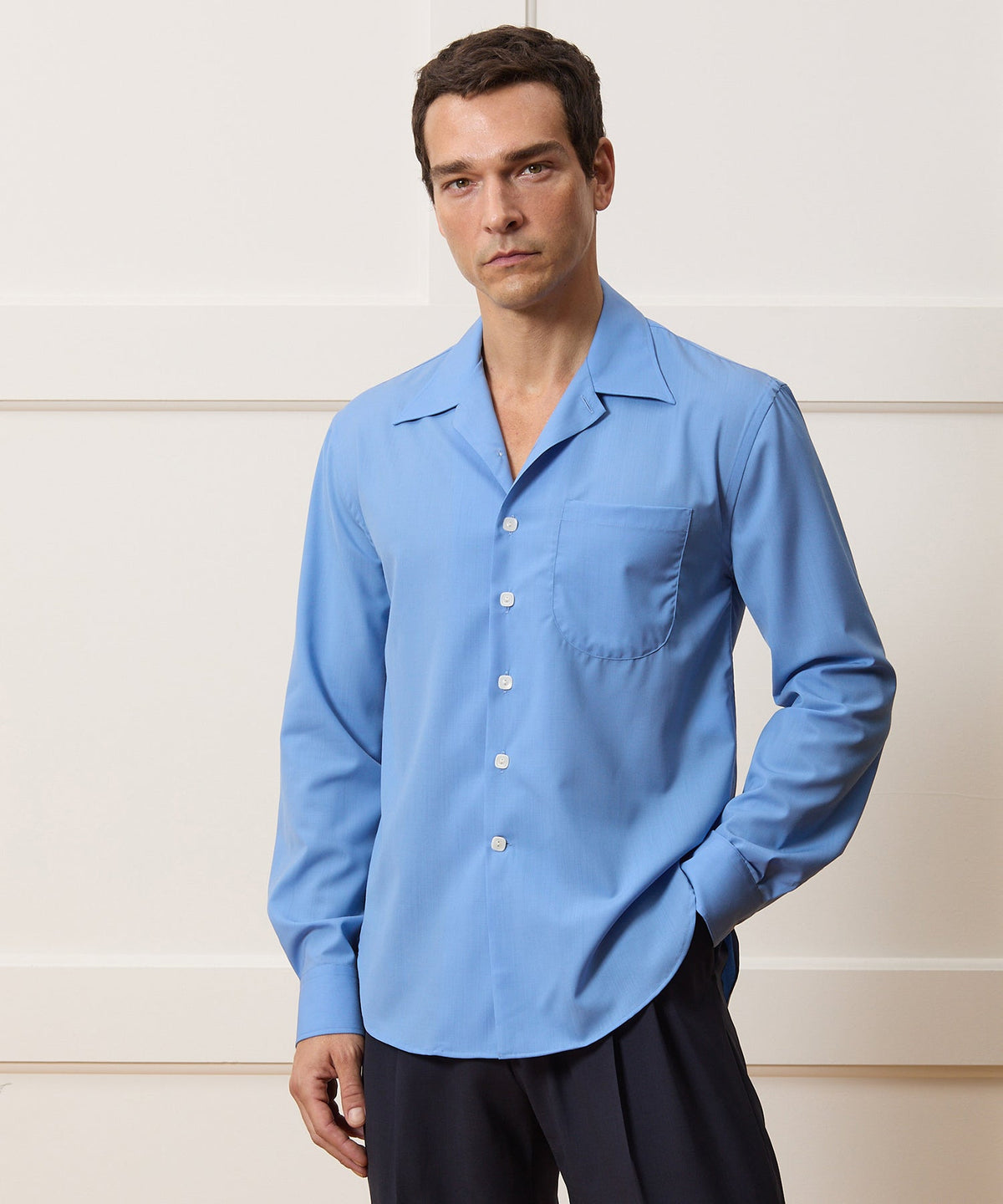 Armando Cabral Long Sleeve Camp Collar Dress Shirt - Light Blue