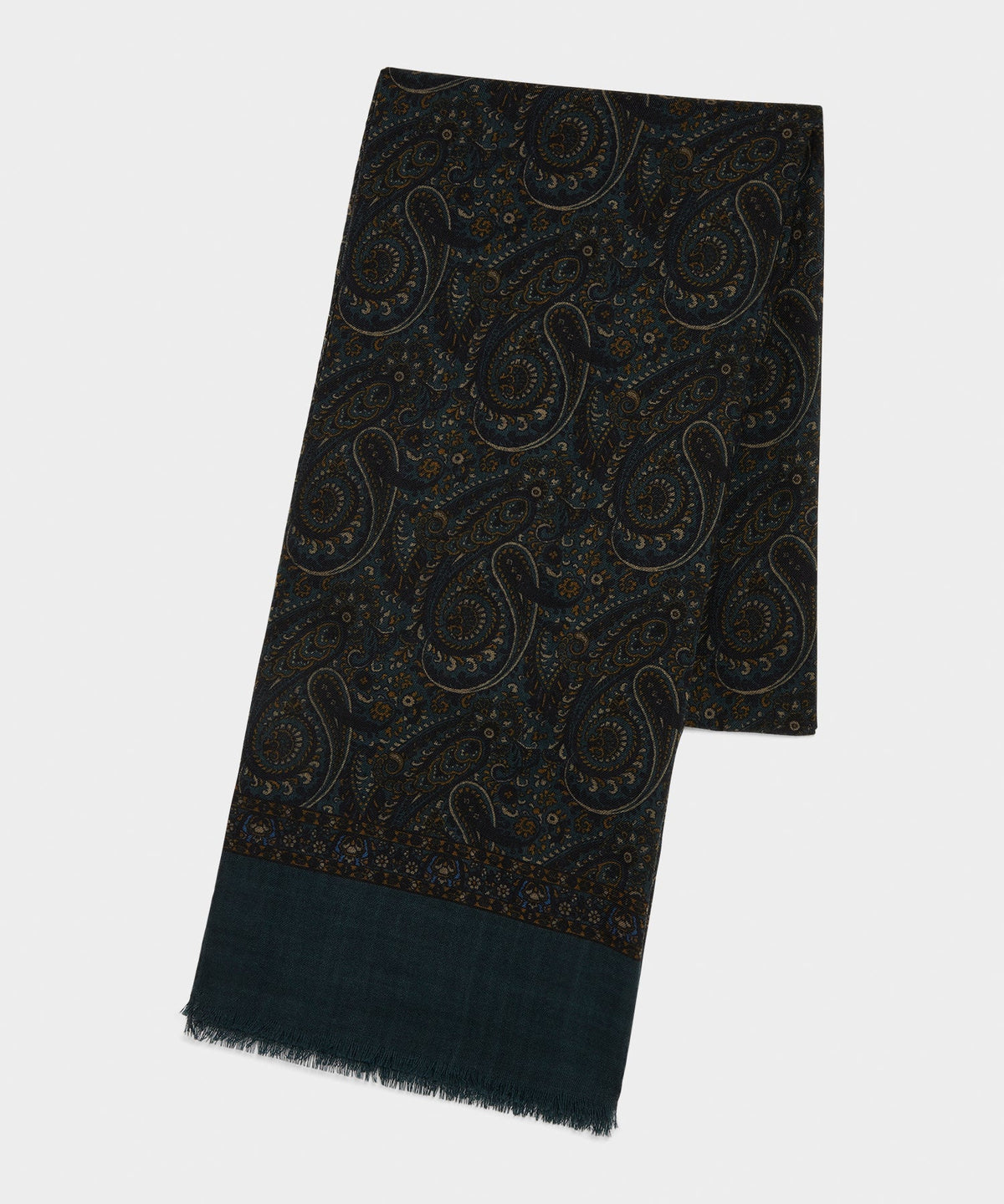 Italian Wool Paisley Scarf - Poseidon