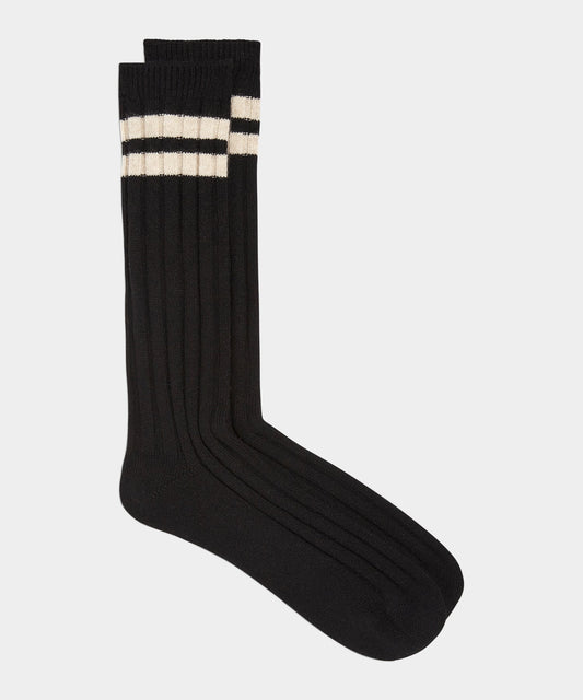 Striped Cashmere Sock - Black