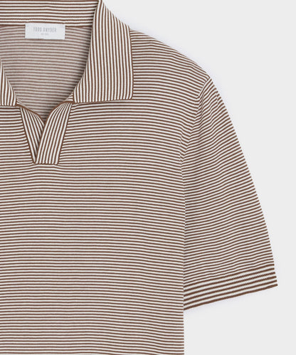 Italian Cotton Montauk Sweater Polo - Brown