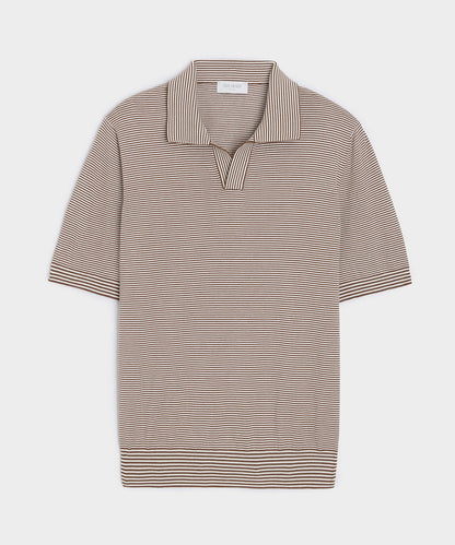 Italian Cotton Montauk Sweater Polo - Brown