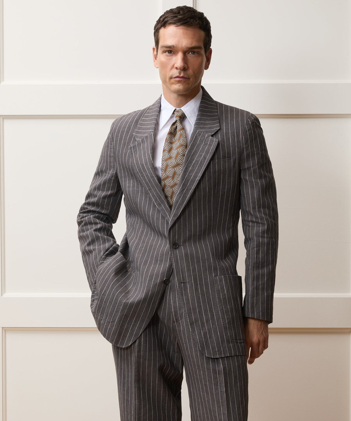 Italian Linen-Cotton Single-Breasted Wythe Jacket - Pepper