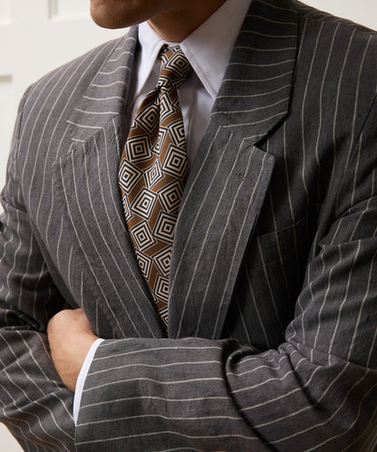 Italian Silk Maze Tie - Light Brown