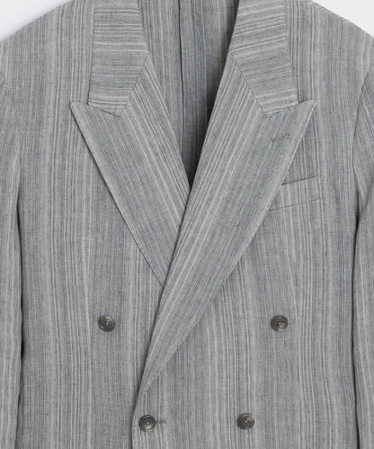 Italian Multi-Stripe Linen Wythe Jacket - Grey