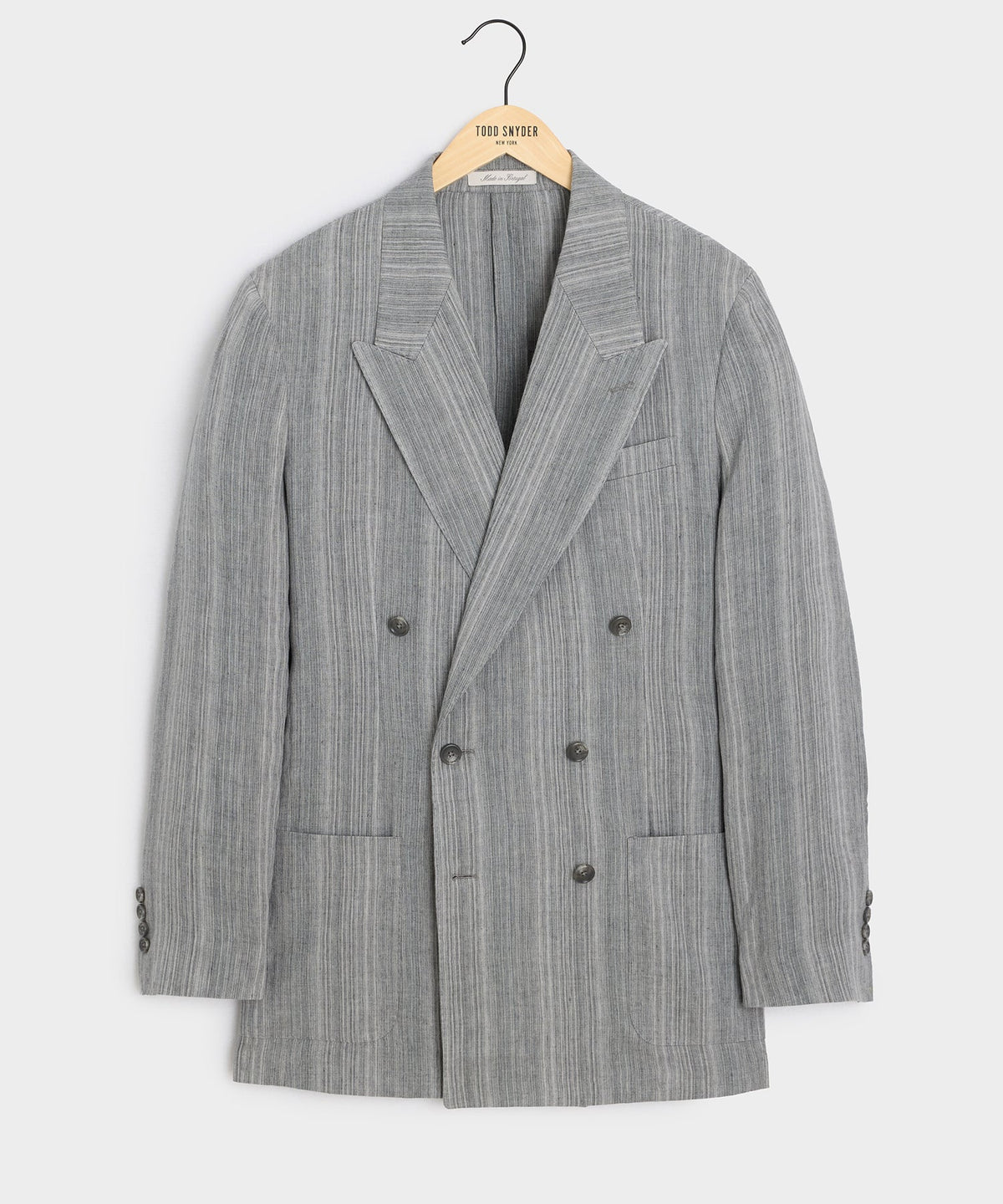 Italian Multi-Stripe Linen Wythe Jacket - Grey