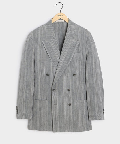 Italian Multi-Stripe Linen Wythe Jacket - Grey
