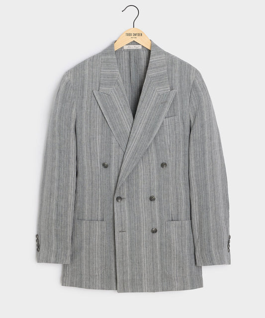 Italian Multi-Stripe Linen Wythe Jacket - Grey